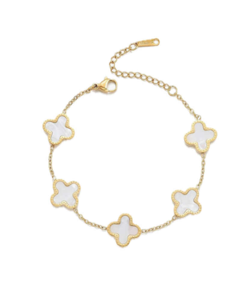 WHITE LUCKY CLOVER BRACELET